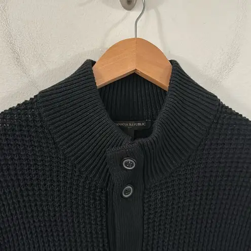 Banana Republic Factory black chunky waffle knit longline cardigan jacket size L Size L