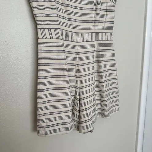 Anthropologie Paper Crown Womens S Romper Lined Shorts Zipper Jumper Cream Navy