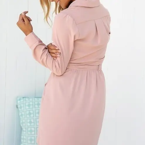 RUNAWAY THE LABEL Pink Asymmetrical Shirt Dress S