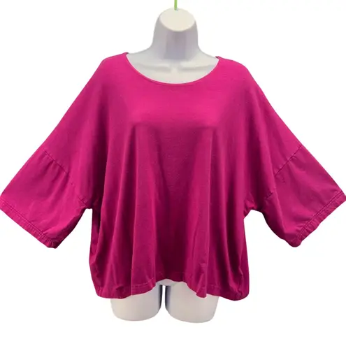 Bryn Walker Womens Blouse Size S Soft Flowy Organic Cotton Magenta Oversized