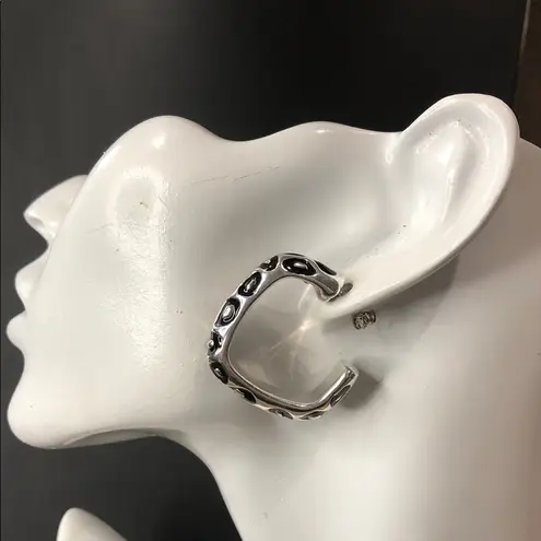SIMON SEBBAG Sterling Silver Leopard Print Square Hoop Earrings NWOT
