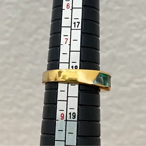 SUZANNE SOMERS 925 Gold Emerald Green Trilliant CZ Cubic Zirconia Ring Size 8