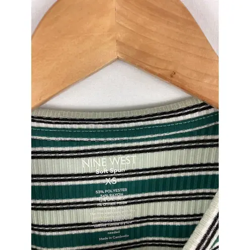 Nine West  Soft Spun Metallic Stripe Tshirt Size XS