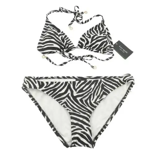 Kate Spade NWT  Zebra Print Triangle Bikini Two Piece Swimsuit Women’s Small NEW