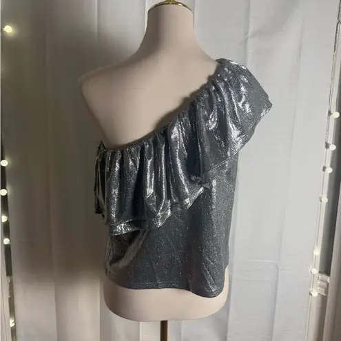 TCEC Silver Sequin Asymmetrical Blouse
