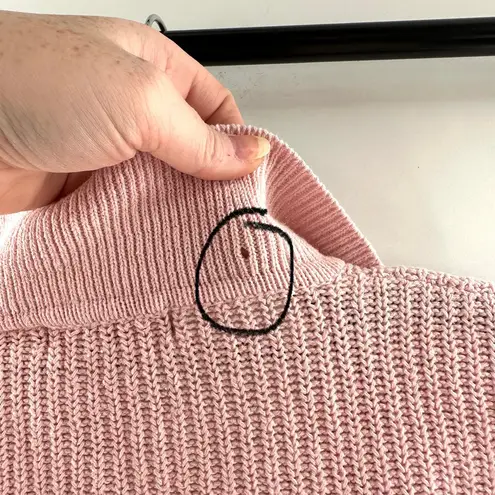 Outback Red Vintage Chunky Oversized Cable Knit Pink Pastel Sweater with Polo Collar Size XS - Image 7