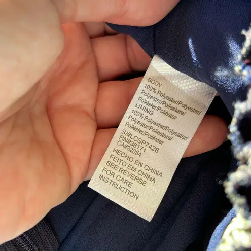 Lucca Couture Lucca Womens Romper Sz M Navy Blue Yellow Orange Floral Print Shorts Long Sleeve