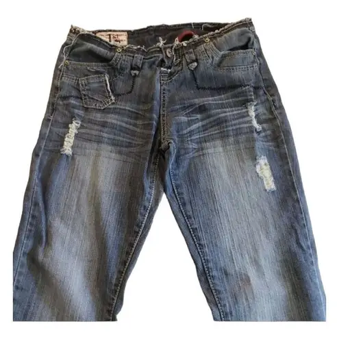 1st Kiss Women Juniors Distressed Skinny Jeans Size 5 Medium Wash Stretch Denim
