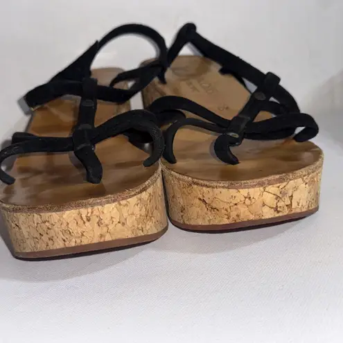 K Jacques St. Tropez Boho Wood Clog Leather Strap Wedge Sandals Brown 7.5