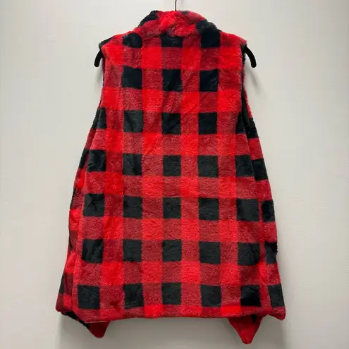 NWT Styline Faux Fur Buffalo Plaid Vest, Red & Black | OS Size undefined