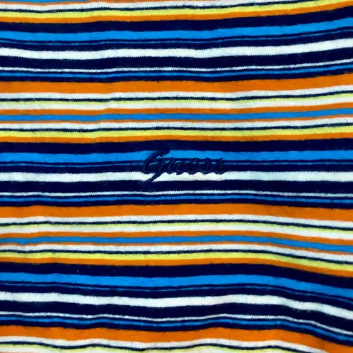Guess  Y2k Blue Orange Striped Cropped Tee Shirt Youth XLarge Womens Small/Medium