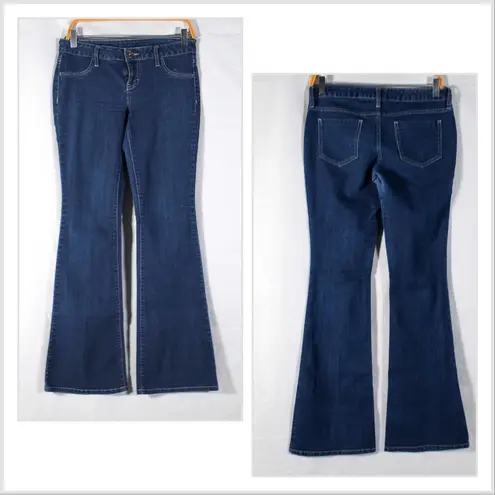 City Streets Y2K Dark Blue Denim Low Rise Flare Jeans Size 3 by