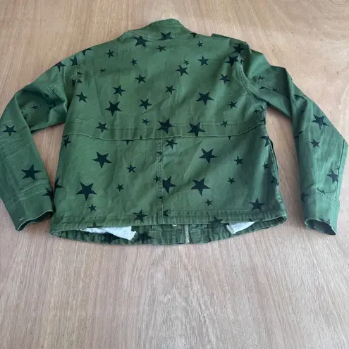 Jou Jou Women’s XS Green Star Print Utility Jacket Military Style