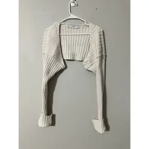 SIMONETT Cream Ribbed Knit Sleeve Sweater Shrug Bolero One Size Size undefined
