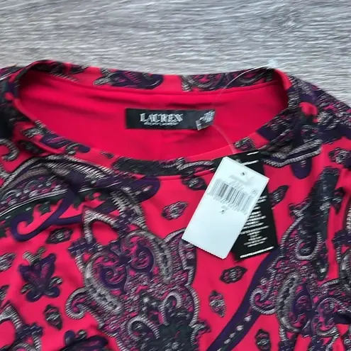 Lauren Ralph Lauren Wkmens Paisley Print Sheath Mini Dress Floral Evening Size 4 Red