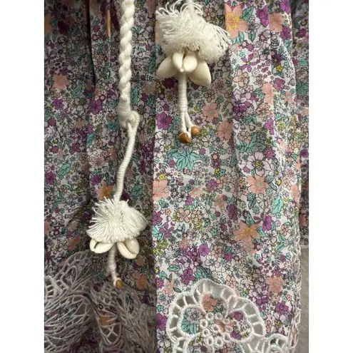 Zimmermann Women’s Carnaby Frill Short Linen Dress – Lilac Ditsy AU 0 US 4 New Purple