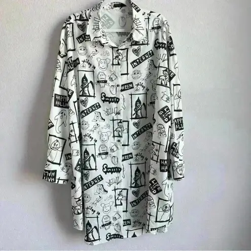 SheIn  Curve UK Graffiti Print‎ Drop Shoulder Shirt Dress Size US 20