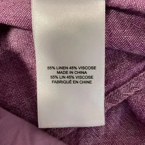Untuckit For Her Linen Keeley Shirt Dress Size 12 Purple Pockets Button Front