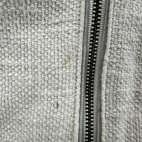 Rebecca Taylor Cotton Tweed Suiting Jacket Cropped Full Zip Fringe White Small