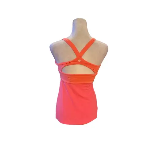 Lululemon Women's Size 6 Pink Orange Wrap It Up Tank Top Criss