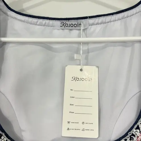 New Kojooin Small Blue and White Gingham Tank Zip Up Dress