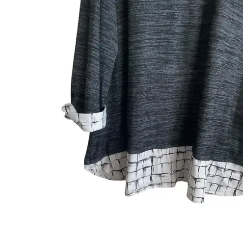 Catherines Women Tunic Sweater 2X Black Contrast Trim Stretch Work Office Travel