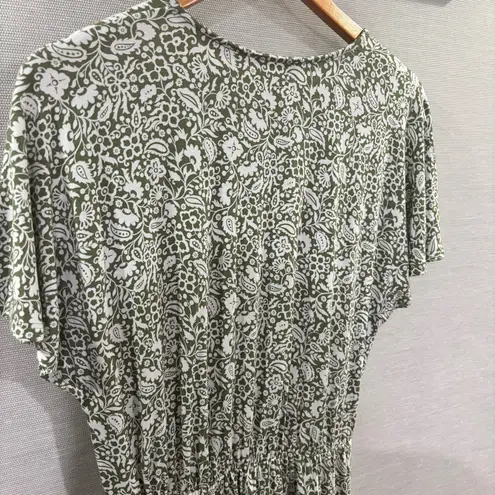 Boden Flutter Sleeve Jersey Dress In Pea Oriental Paradise Size 8P Green