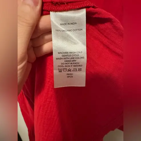 Quince 100% Organic Cotton Gauze Tiered Maxi Dress Wild Cherry Size L Red Size L