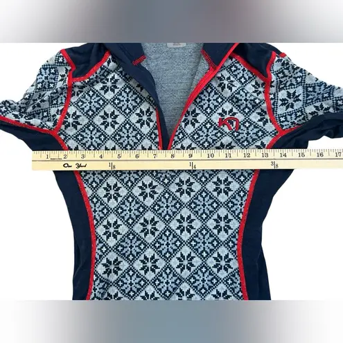 Kari Traa Fairisle quarter zip wool base layer Blue