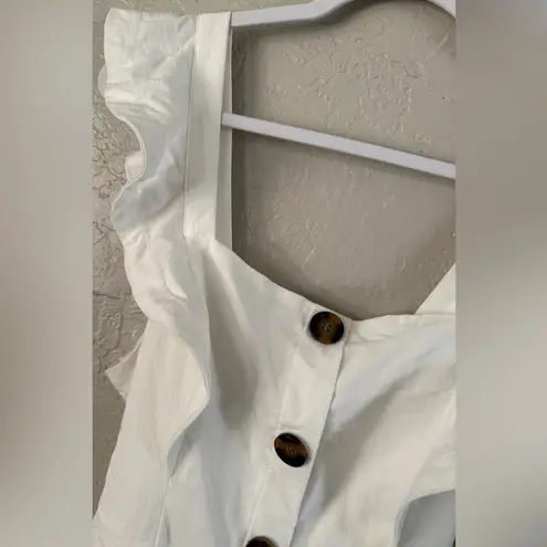 Willow & Root White Ruffle Mini Dress Tie Back Size Large