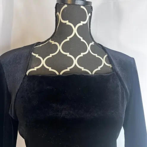 Energie Black Velvet Square Neck Long Sleeve Fitted Dressy Top Size Large