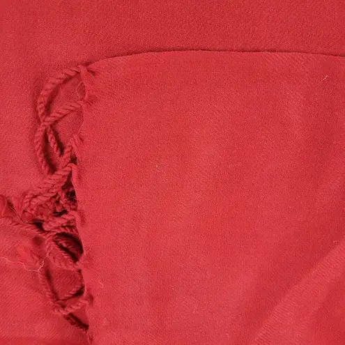 VINTAGE Company C Throw 44"W x 86" Red Pure Wool Knit Hand Twisted Fringe
