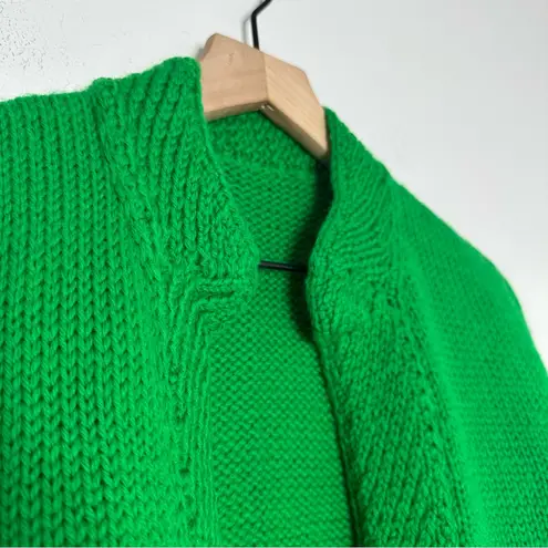 Vintage Hand Knit Wool Cardigan Sweater Green Shrug Sz S Grandmacore Indie