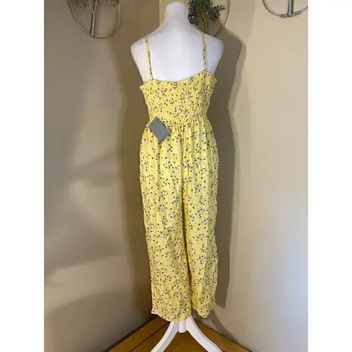 J for Justify Yellow Daisy Wide Leg Cropped Jumpsuit Junior's Medium