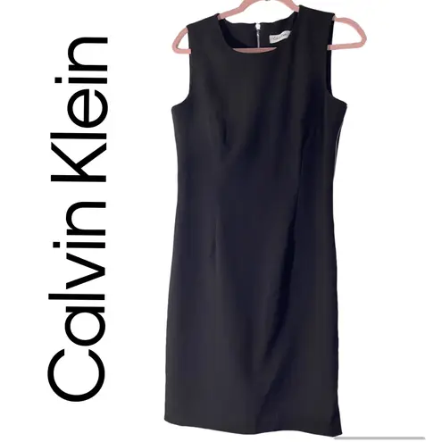 Calvin Klein black Midi dress Classy Side Zippers detail silver hardware women 6