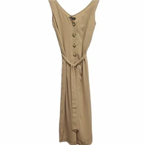 Max+Ash Jumpsuit Size Small Wide Leg Cropped Sleeveless NWT Tan