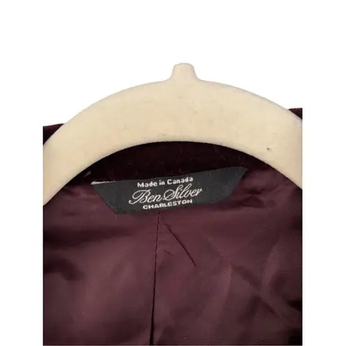 T1 Ben Silver Charleston Velvet Blazer Burgundy Two Button Jacket Red Size 8