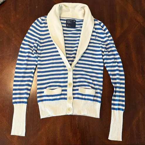 American Eagle American-eagle-outfitters Women's Blue and White Cardigan