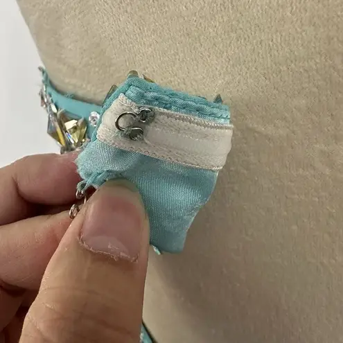 Aqua Blue Dress Size 2 Beaded Evening Party Cocktail Prom Bedazzled Rhinestoneā