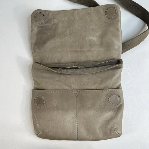 ALLSAINTS Spitalfields Hera Crossbody Bag Leather Distressed Gray Adjustable