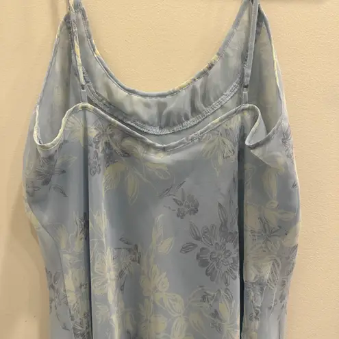 Halston Heritage Halston Vintage Y2K Pastel Blue Floral Slip Chemise Lingerie Coquette Fairy Soft