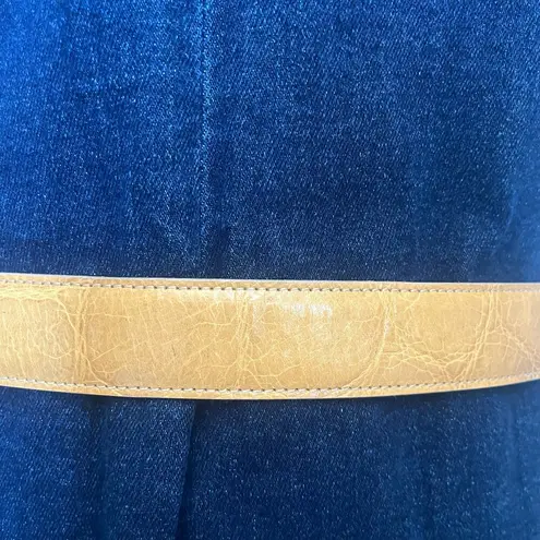 BYBLOS Leather Brass Buckle Womens Belt Sz EU 95 Medium Yellow Italy Adjustable