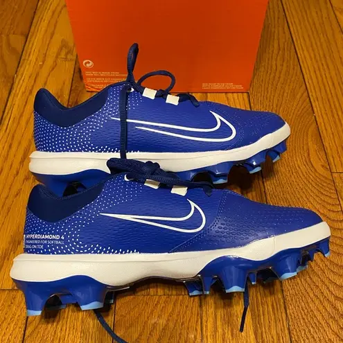 Nike New NIB  Women's Hyperdiamond 4 Pro MCS Softball Cleats Blue White Sz 9