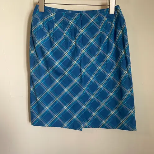 Talbots Y2K Blue Plaid Skirt 