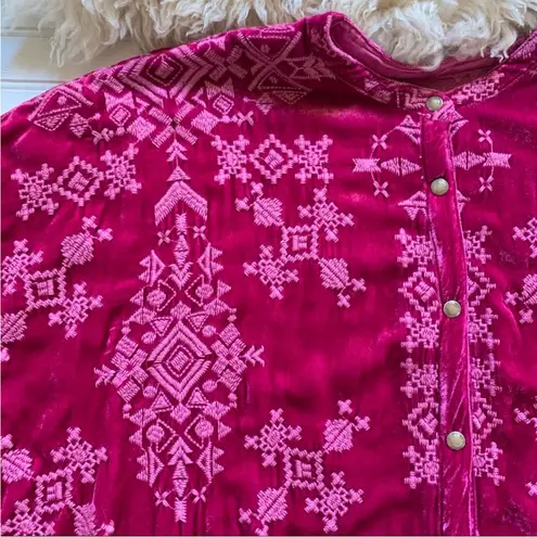 Johnny Was Embroidered Ellen Oversized Velvet Tunic Top XS