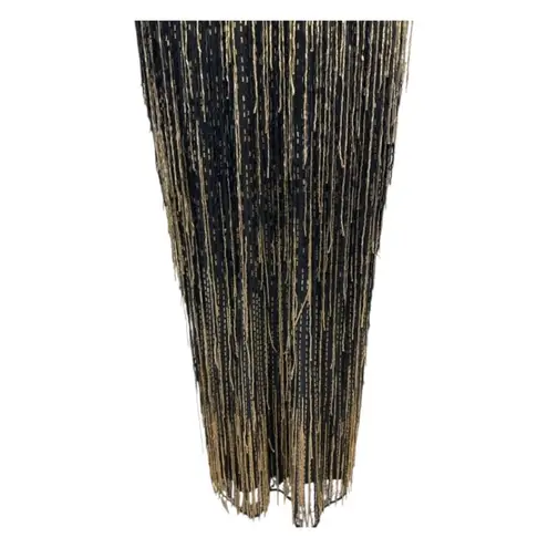 Mac Duggal NWT Size 4 Black Gold Beaded Fringe Gown