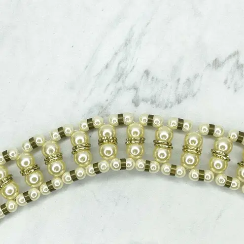 Chunky Faux Pearl Beaded Gold Tone Chain Link Belt Y2K One Size (OS) ✨