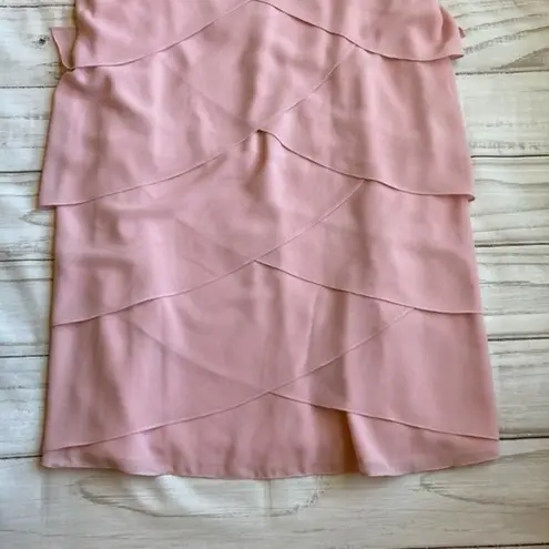 Ursula of Switzerland Vintage Bridesmaid Pink Layered Ruffle Midi Dress Size 14