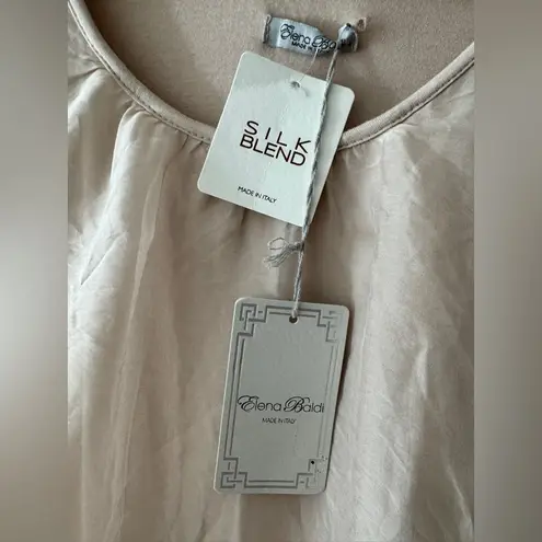 Elena Baldi NWT Silk Blend Made In Italy Double Layer Top Tan Size L