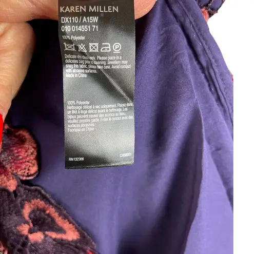 Karen Millen Purple Floral Intracate Laced Dress Lined Size 8